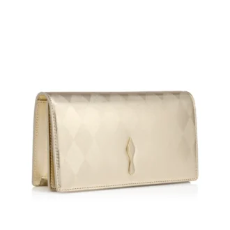 Bettina – Bolso de mano – Piel de cordero napa laminada en forma de diamante – Platino claro