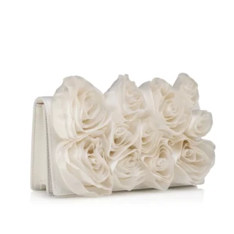 Bettina – Bolso de mano – Satén crepé – Bianco