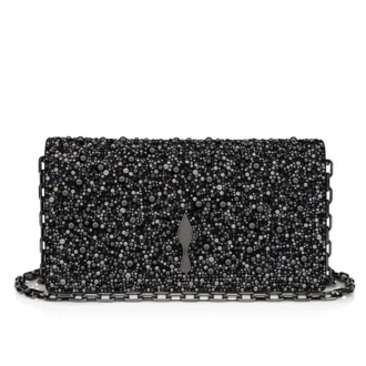 Bettina – Bolso de mano – Veau Velours, strass y perlas – Negro