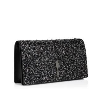 Bettina – Bolso de mano – Veau Velours, strass y perlas – Negro