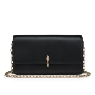 Bettina – Cartera con cadena – Piel de cordero napa – Negro