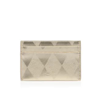 Bettina – Tarjetero – Piel de cordero napa laminada en forma de diamante – Platino claro