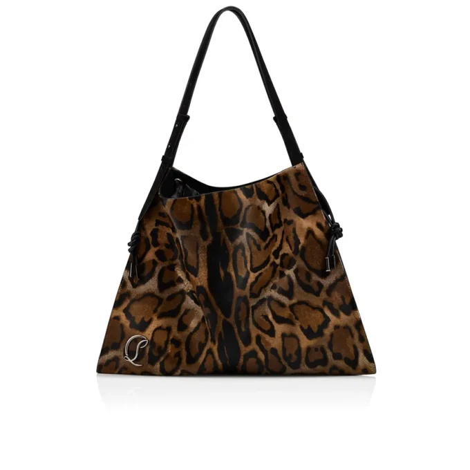 Bolso Baggy – Bolso Tote – Piel de becerro peluda con estampado «Bengali» – Marrón