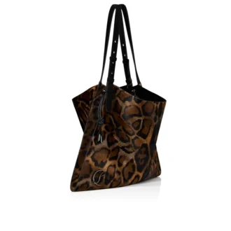 Bolso Baggy – Bolso Tote – Piel de becerro peluda con estampado «Bengali» – Marrón