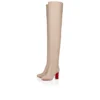 Botas Loo hasta el muslo – 85 mm – Piel de becerro – Perla – Mujer