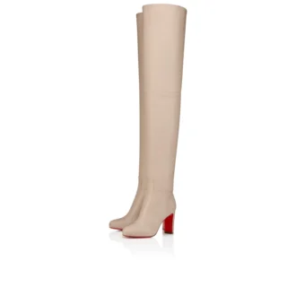 Botas Loo hasta el muslo – 85 mm – Piel de becerro – Perla – Mujer