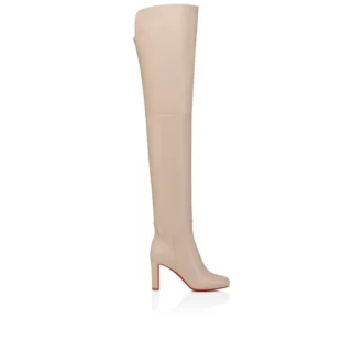 Botas Loo hasta el muslo – 85 mm – Piel de becerro – Perla – Mujer