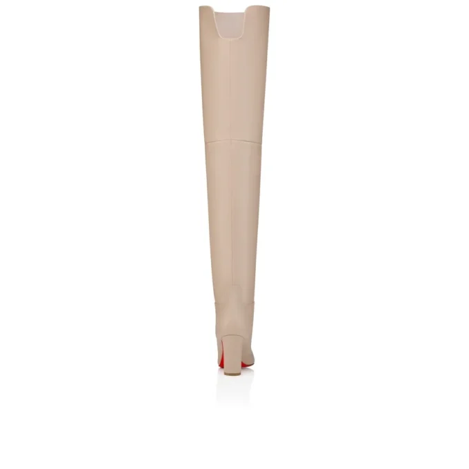 Botas Loo hasta el muslo – 85 mm – Piel de becerro – Perla – Mujer