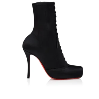 Botas Pavlova – Botas bajas de 100 mm – Satén crepé – Negro – Mujer