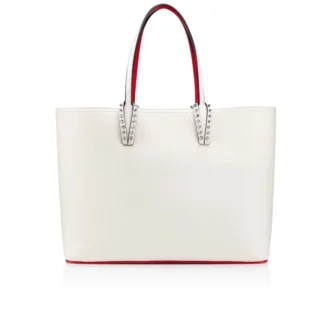 Cabata grande – Bolso Tote – Piel de becerro y tachuelas – Bianco