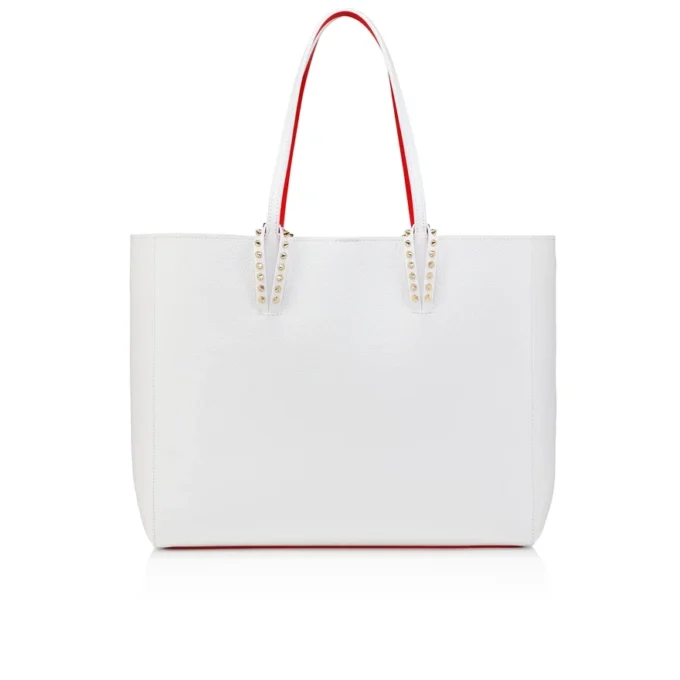 Cabata grande – Bolso Tote – Piel de becerro y tachuelas – Bianco