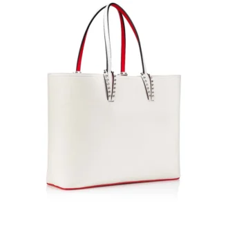 Cabata grande – Bolso Tote – Piel de becerro y tachuelas – Bianco