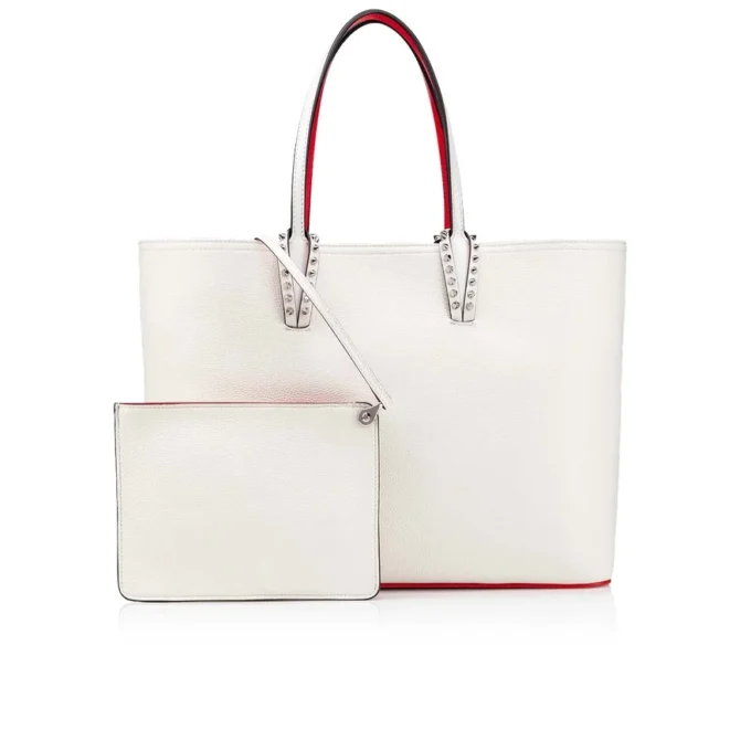 Cabata grande – Bolso Tote – Piel de becerro y tachuelas – Bianco Cabata grande – Bolso Tote – Piel de becerro y tachuelas – Bianco