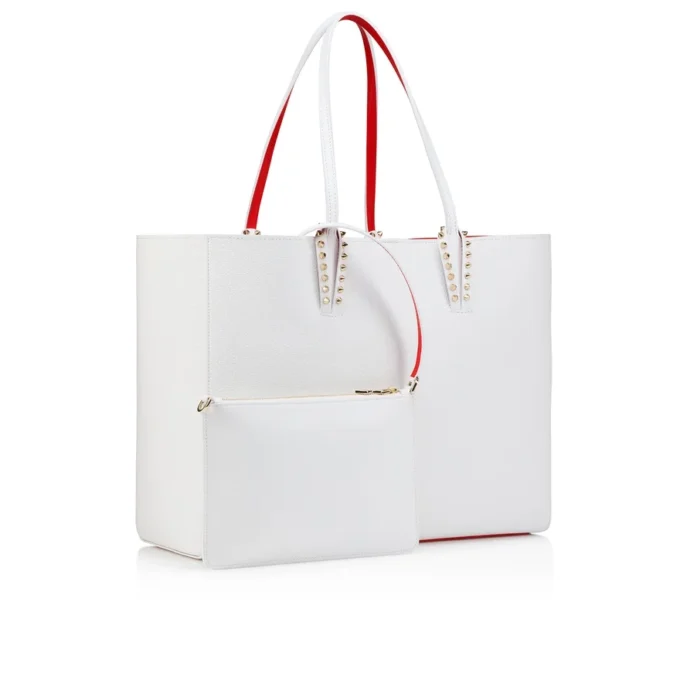 Cabata grande – Bolso Tote – Piel de becerro y tachuelas – Bianco