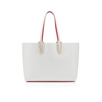 Cabata Small – Bolso Tote – Piel de becerro suave y tachuelas – Bianco