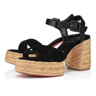 Calakala – Alpargatas de 85 mm – Ante y piel de becerro – Negro – Mujer
