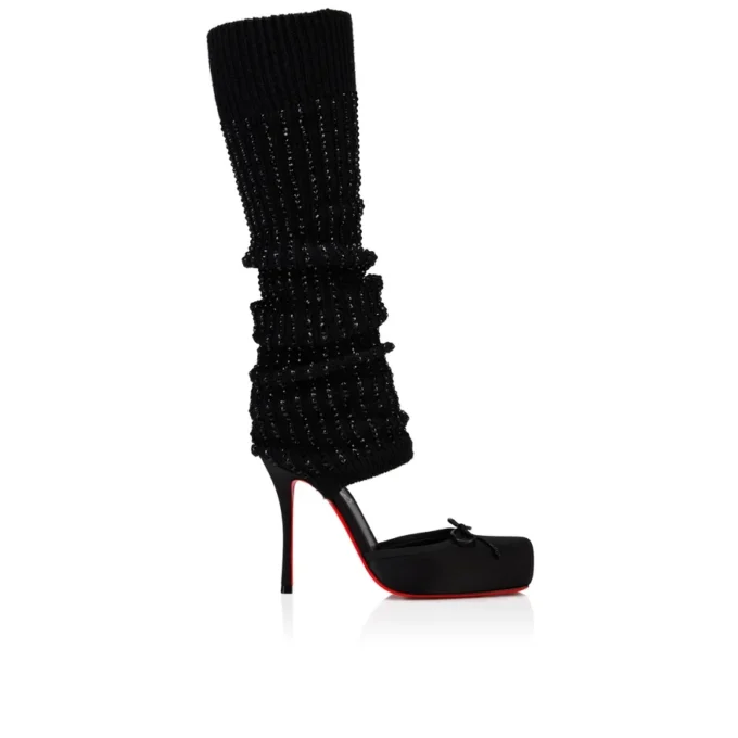 Cassia Annmac – Zapatos de tacón de 100 mm – Satén crepé y malla – Negro – Mujer