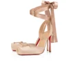Cassia con cordones – Zapatos de tacón de 100 mm con tiras – Satén crepé – Color rosa pálido – Mujer Cassia con cordones – Zapatos de tacón de 100 mm con tiras – Satén crepé – Color rosa pálido – Mujer