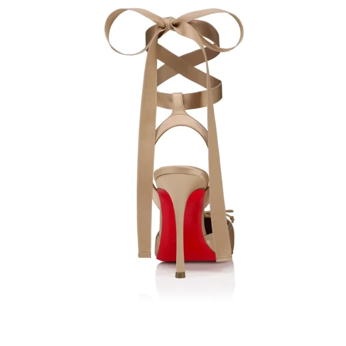 Cassia con cordones – Zapatos de tacón de 100 mm con tiras – Satén crepé – Nude 1 – Mujer