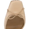 Cassia con cordones – Zapatos de tacón de 100 mm con tiras – Satén crepé – Nude 1 – Mujer