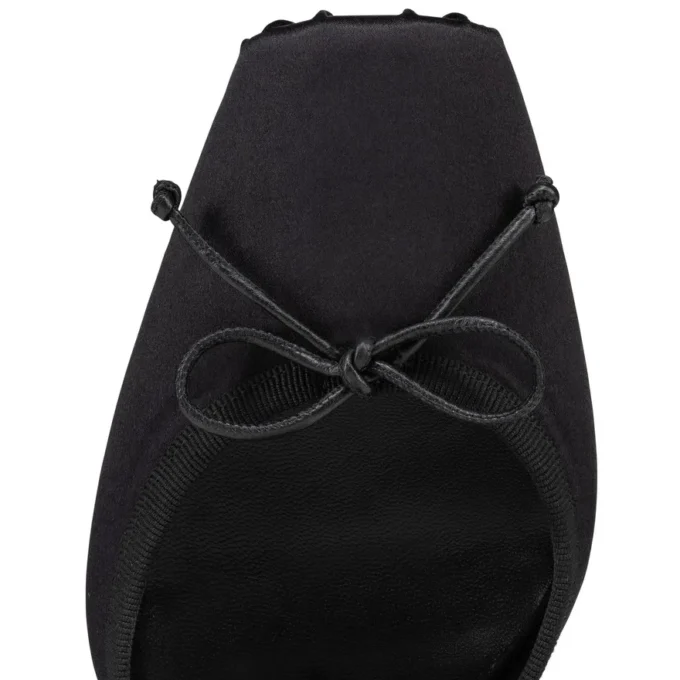 Cassia con cordones – Zapatos de tacón de tiras de 100 mm – Satén crepé – Negro – Mujer