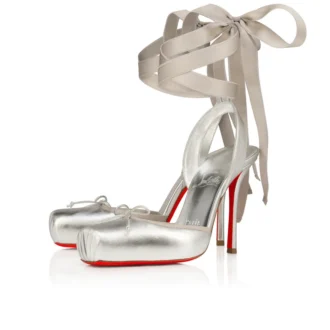 Cassia Lace up – Zapatos de tacón con tiras de 100 mm – Piel de cordero napa laminada – Plata – Mujer Cassia Lace up – Zapatos de tacón con tiras de 100 mm – Piel de cordero napa laminada – Plata – Mujer