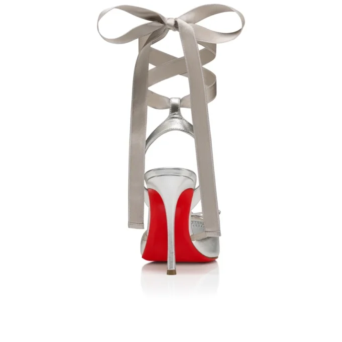 Cassia Lace up – Zapatos de tacón con tiras de 100 mm – Piel de cordero napa laminada – Plata – Mujer Cassia Lace up – Zapatos de tacón con tiras de 100 mm – Piel de cordero napa laminada – Plata – Mujer