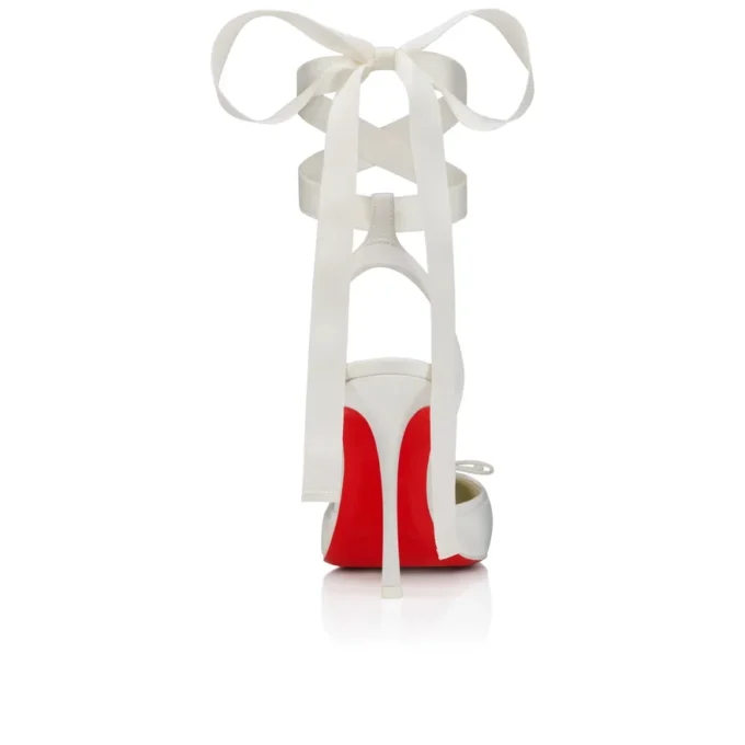 Cassia Lace up – Zapatos de tacón con tiras de 100 mm – Satén crepé – Marfil – Mujer
