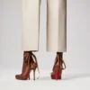 Cassia Lace up – Zapatos de tacón con tiras de 100 mm – Satén crepé – Nude 5 – Mujer