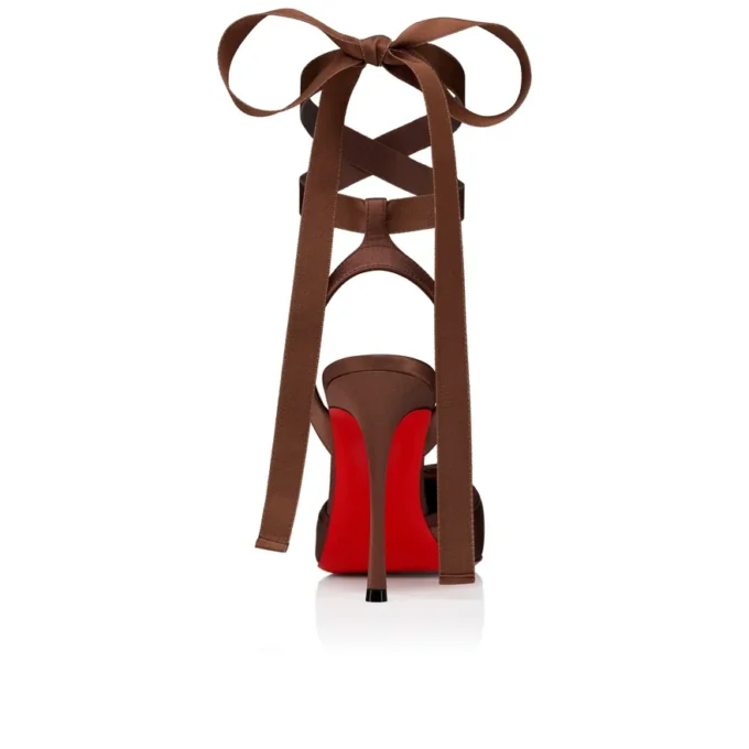 Cassia Lace up – Zapatos de tacón con tiras de 100 mm – Satén crepé – Nude 8 – Mujer