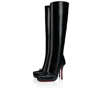 Cassia Nodo Botta – Botas de 100 mm – Piel de becerro brillante – Negro – Mujer