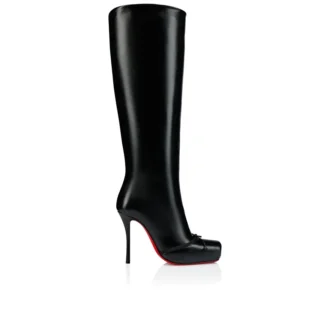Cassia Nodo Botta – Botas de 100 mm – Piel de becerro brillante – Negro – Mujer