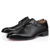 Chambelimonk – Mocasines con correa – Piel de becerro – Negro – Hombre