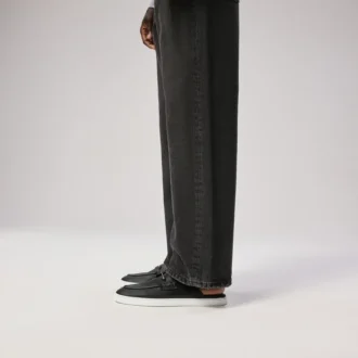 Chanme – Zapatos náuticos – Piel de becerro invertida – Negro – Hombre