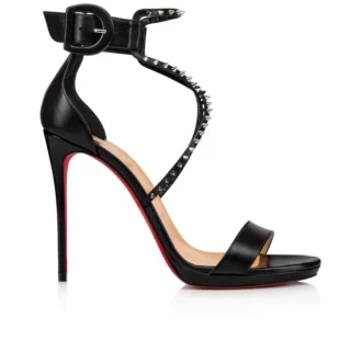 Choca Lux – Sandalias de tiras de 120 mm – Piel de cabrito – Negro – Mujer