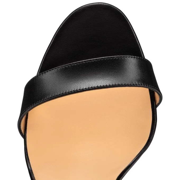 Choca Lux – Sandalias de tiras de 120 mm – Piel de cabrito – Negro – Mujer