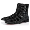 Circus Booty Perla – Botas – Piel de gamuza y strass, piel de becerro charolada – Negro – Hombre