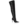 Circus Max Botta Alta – Botas de 100 mm – Ante de becerro, malla y piel de cabrito – Negro – Mujer