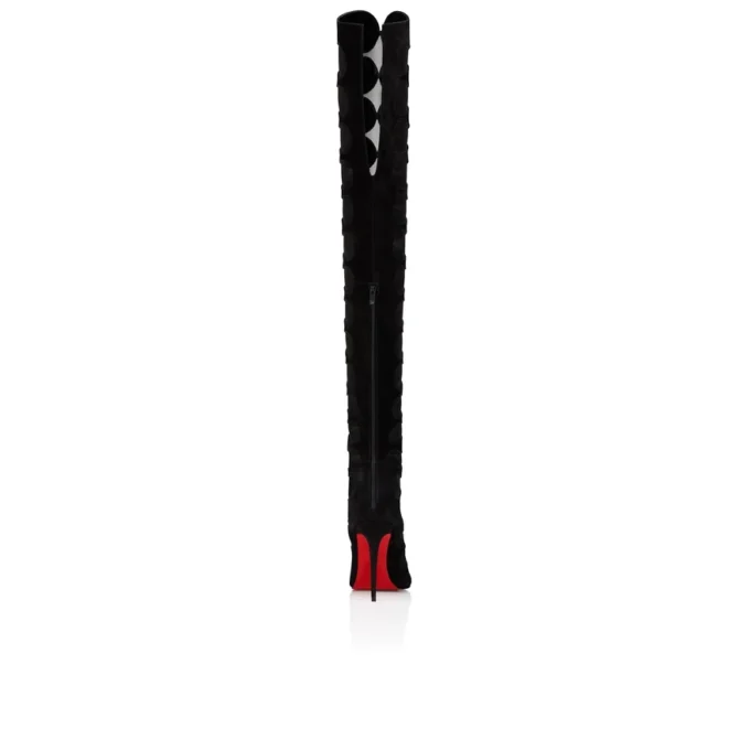 Circus Max Botta Alta – Botas de 100 mm – Ante de becerro, malla y piel de cabrito – Negro – Mujer