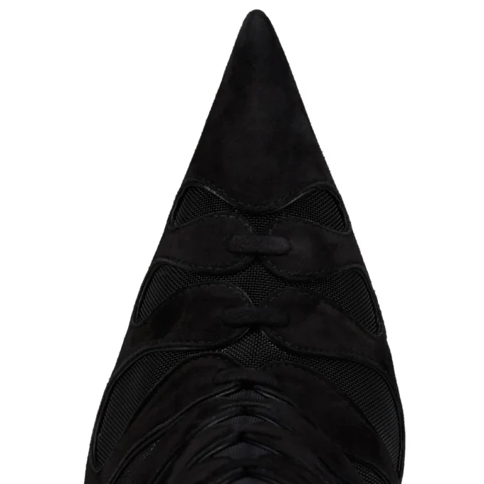 Circus Max Botta Alta – Botas de 100 mm – Ante de becerro, malla y piel de cabrito – Negro – Mujer