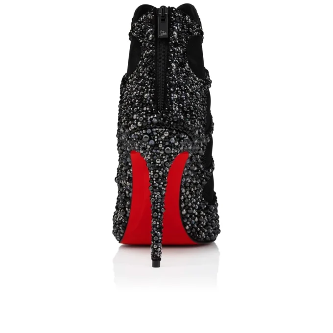 Circus Max Perla – Botas de 100 mm – Piel de gamuza, malla y strass – Negro – Mujer