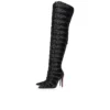 Circus Max Perla Botta Alta – Botas altas de 100 mm – Piel de gamuza, malla y strass – Negro – Mujer Christian Louboutin Estados Unidos