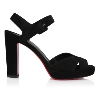 Cora – Sandalias de 100 mm – Ante de becerro – Negro – Mujer