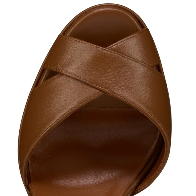 Cora – Sandalias de 100 mm – Piel de cordero napa – Cuoio – Mujer