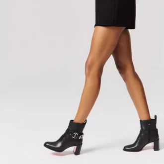 Dianouchette – Botas bajas de 70 mm – Piel de becerro – Negro – Mujer