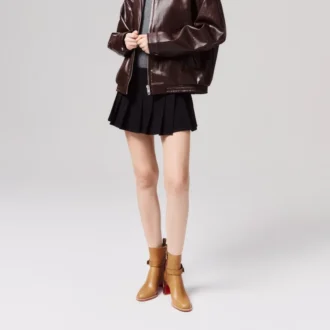 Dianouchette – Botas de 70 mm – Piel de becerro encerada – Terra – Mujer