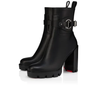 Dianouchette Lug – Botas de 100 mm – Piel de becerro encerada – Negro – Mujer