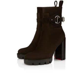 Dianouchette Lug – Botas de 100 mm – Piel de becerro invertida – Café – Mujer