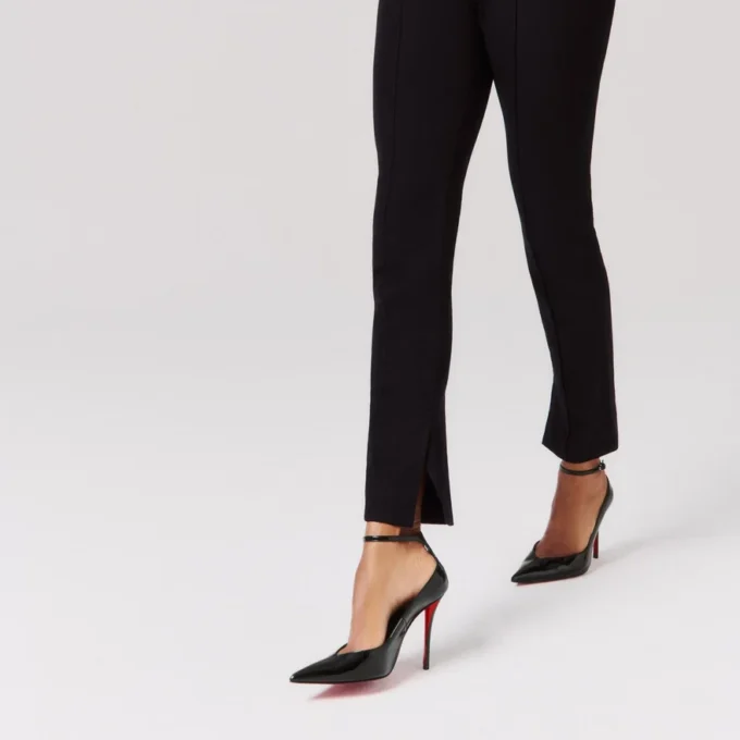 Erozee – Zapatos de tacón con tiras de 100 mm – Piel de becerro charol – Negro – Mujer