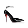 Erozee – Zapatos de tacón con tiras de 100 mm – Piel de becerro charol – Negro – Mujer
